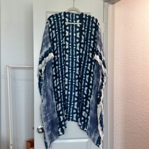 Batik Print Indigo Tie Dye Blue and White Swim Cover Up
